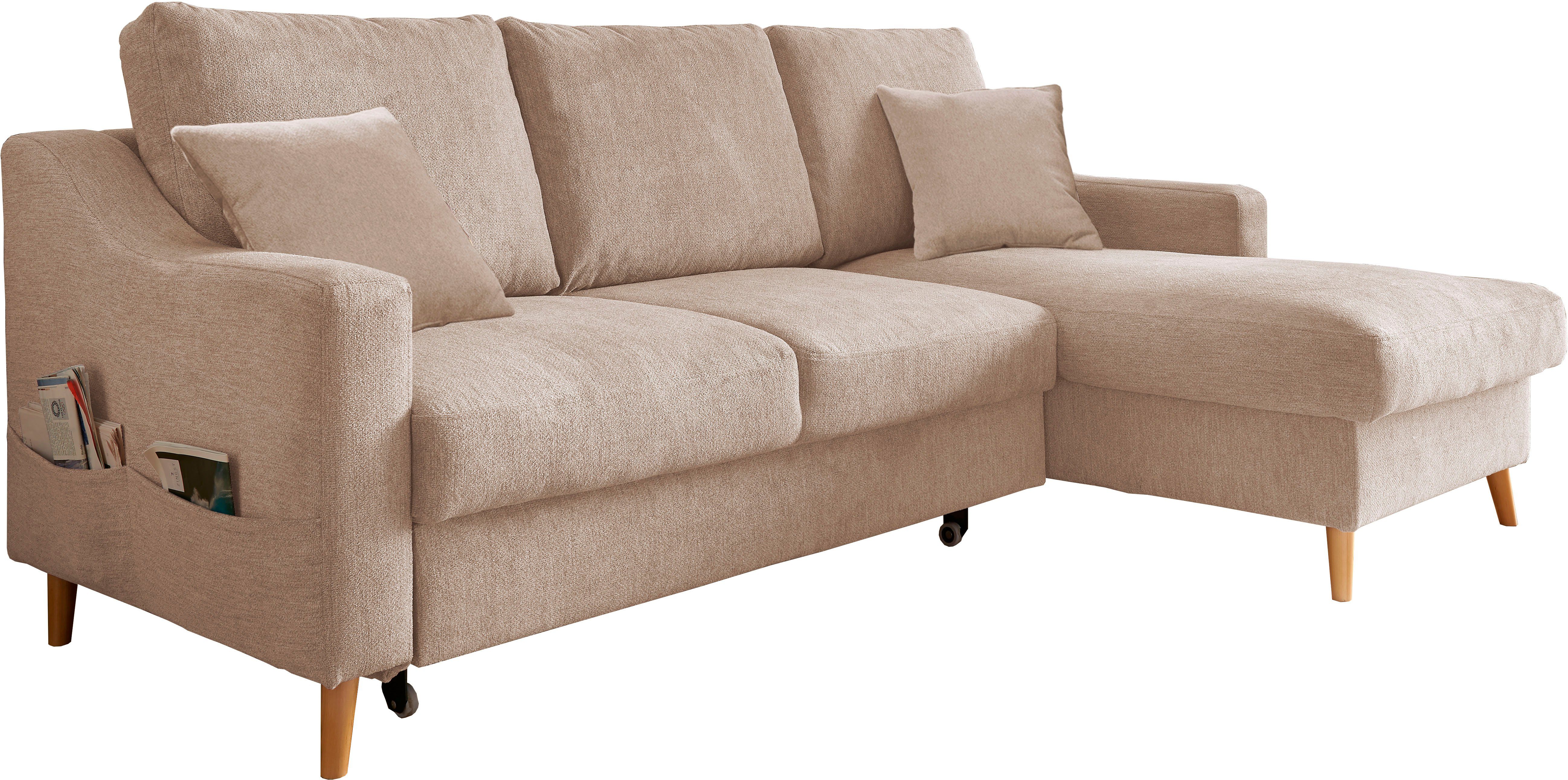 INOSIGN Ecksofa "Valentina L-Form" 2 Zierkissen, mit Seitentasche, ausziehb günstig online kaufen