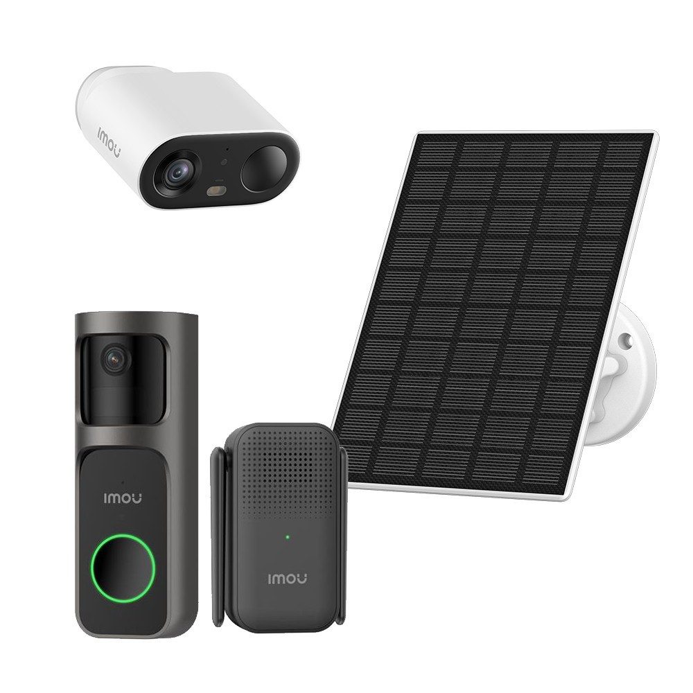 Imou Smart Home Türklingel IMOU Cell Go Full Color & Doorbell 2S Sicherheitsbundle mit Solarpanel (Außenbereich, Verweilerkennung, Schnellantworten, WLAN-Verstärker, Lokalspeicher)