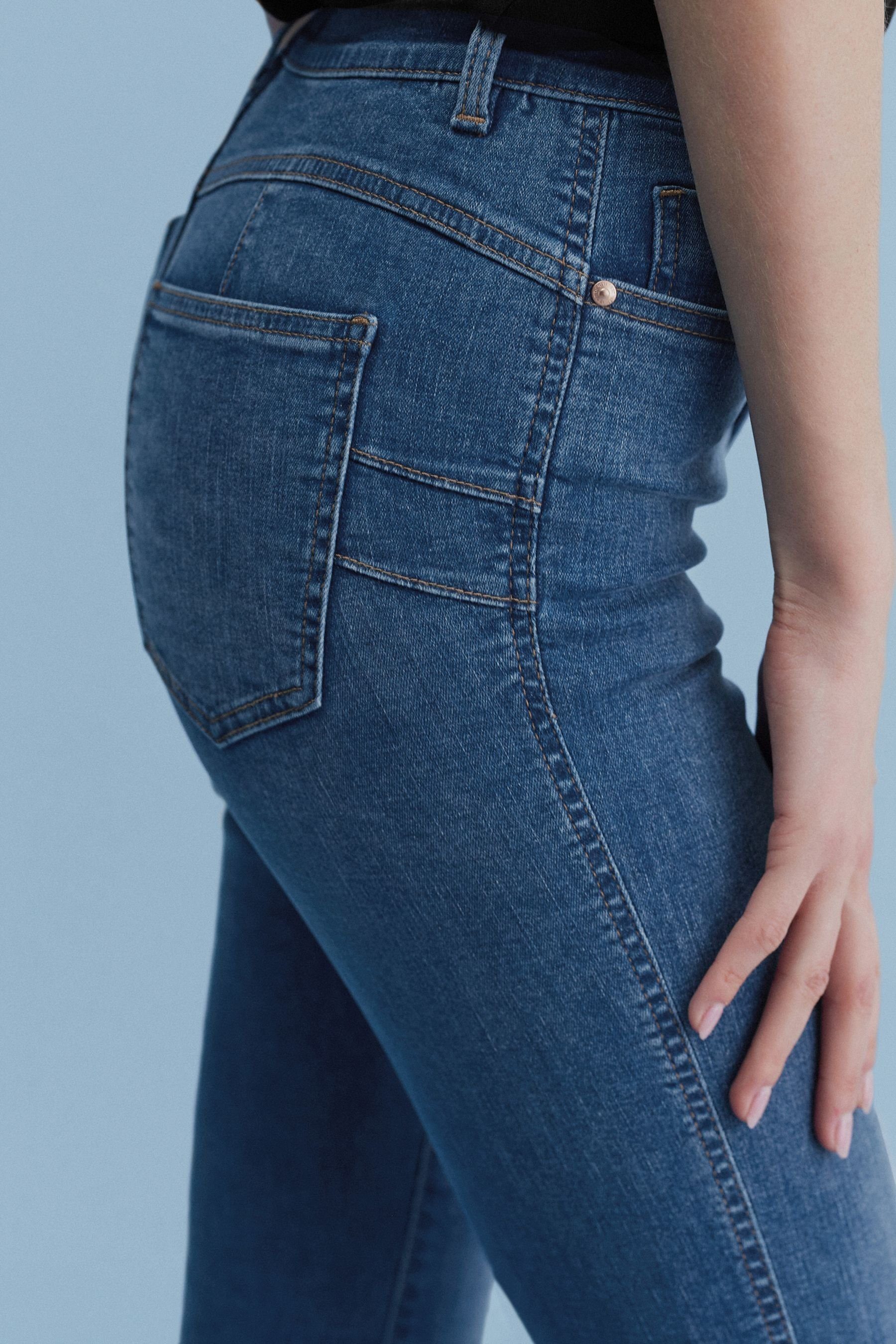 Next Push-up-Jeans Figurformende Skinny-Jeans Mid Blue (1-tlg)