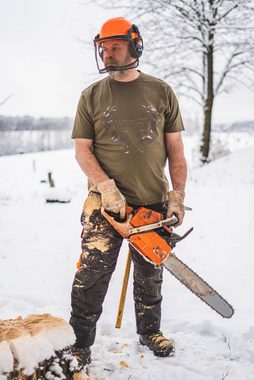 OS-Trachten T-Shirt Treny Kurzarm Jagdshirt mit Platzhirsch-Druck