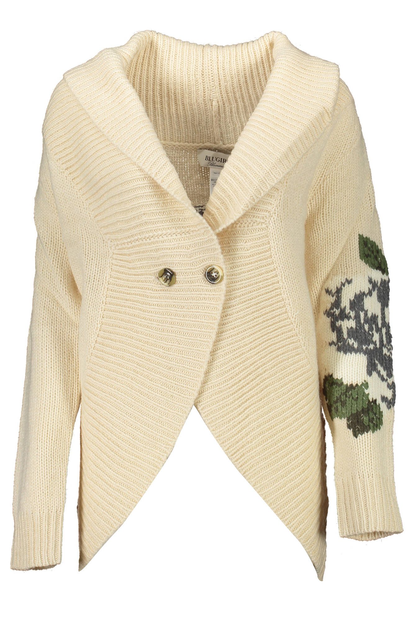 Blugirl Strickpullover Eleganter Beige Cardigan mit V-Ausschnitt und Handstickerei für Damen