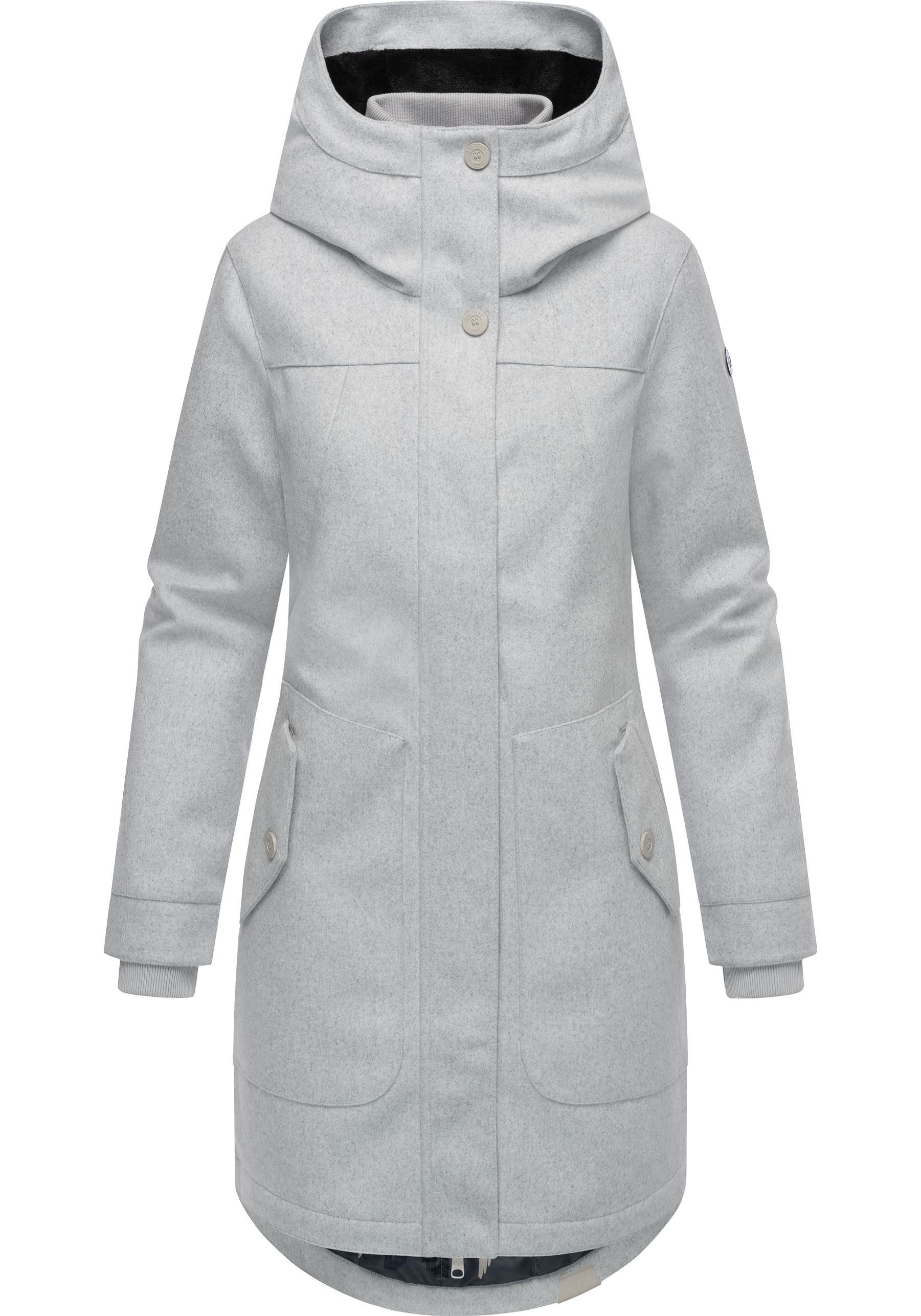 Ragwear Wintermantel Jannisa Coat Klassischer Damen Kurzmantel mit Kapuze
