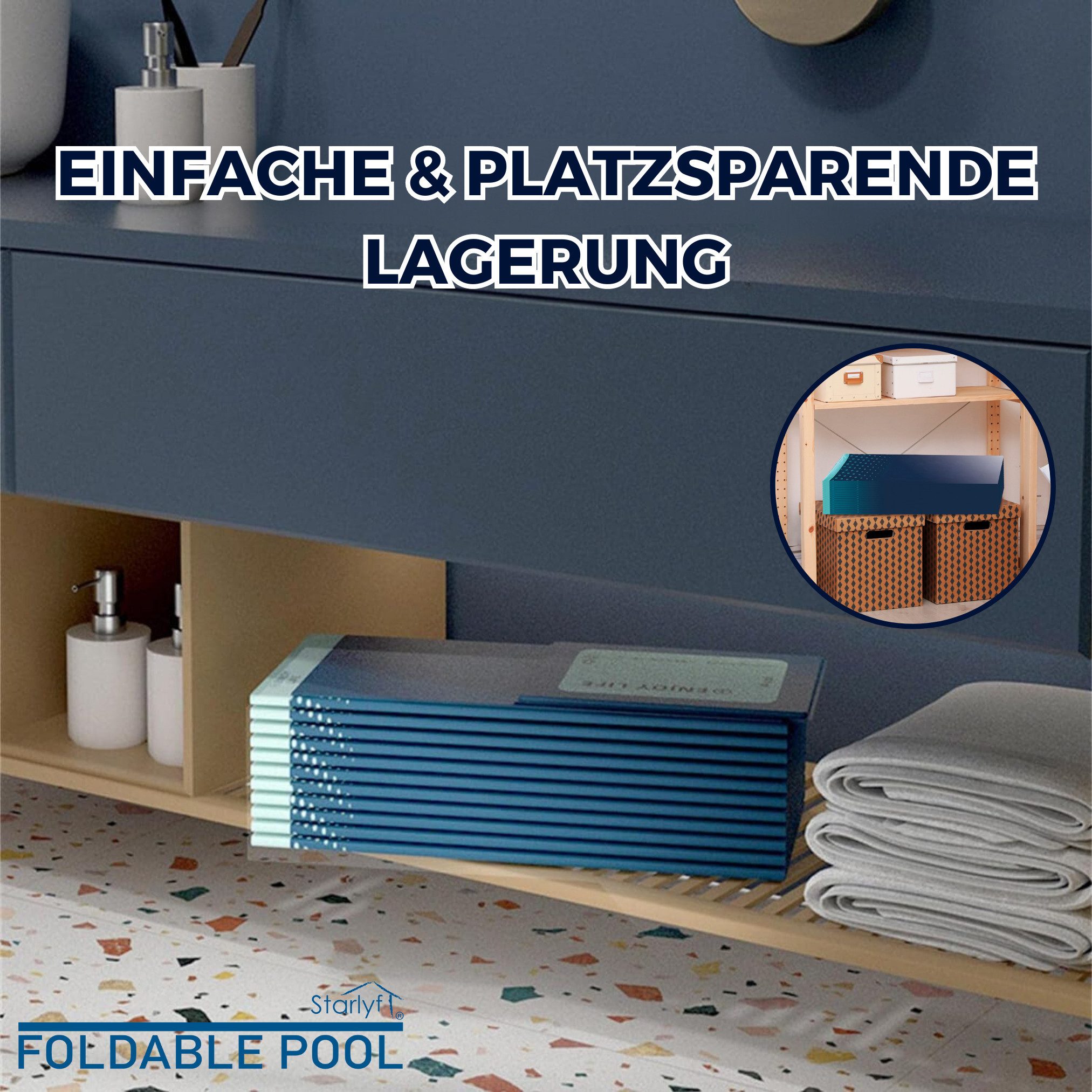 Starlyf Planschbecken Foldable Pool, (3 Varianten, 1-tlg., 348 Liter, 600 Liter & 1000 Liter), faltbarer Pool ohne Aufblasen, langlebig & robust