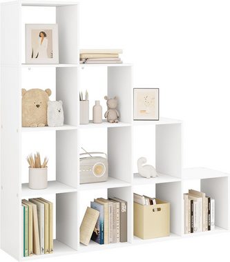 Woltu Bücherregal, 1-tlg., weißes Regal mit 10 Fächern, Würfelregal 136x29x136 cm