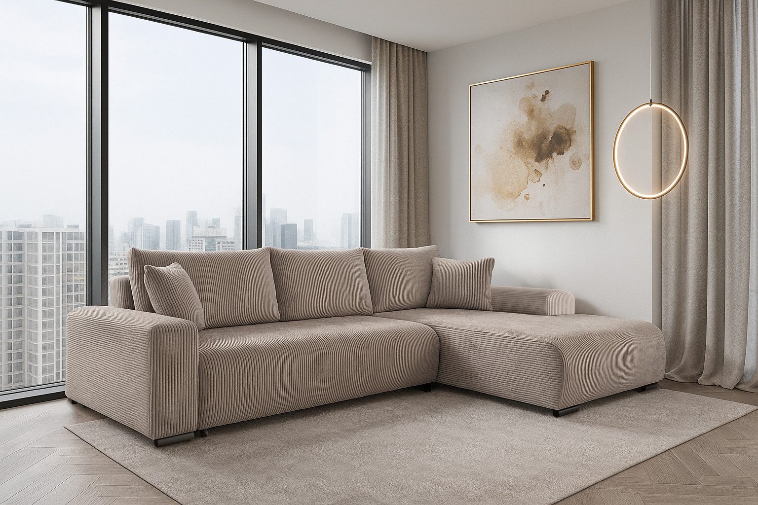 storez24 Ecksofa Soffe, mit Bettkasten und Schlaffunktion, Cordstoff, L-For günstig online kaufen
