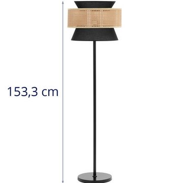 Uniprodo Stehlampe Stehlampe Rattanschirm 40 W E27 Stehleuchte Standleuchte modern