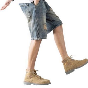 KIKI Trachtenlederhose Sieben Punkte lässig Mitte Hose Vintage Männer Shorts