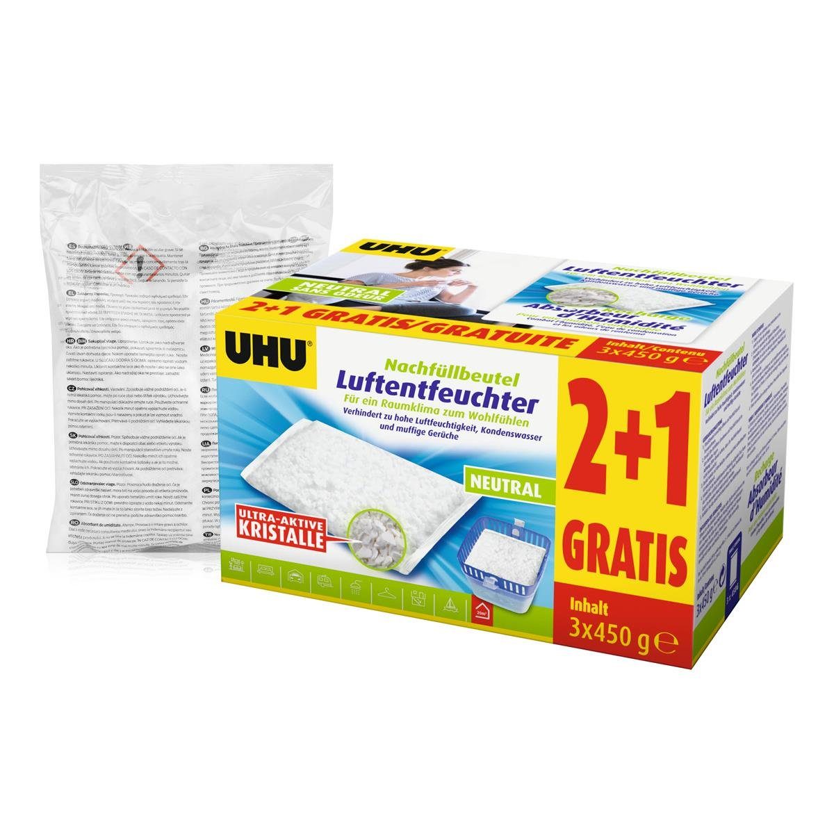 UHU Luftentfeuchter UHU original Luftentfeuchter Nachfüllbeutel 450g Duftneutral (4er Pack