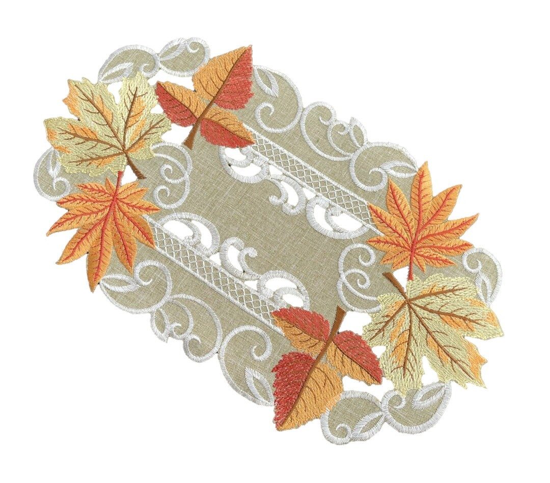 Westernlifestyle Tischdecke Herbst Blätter grün beige
