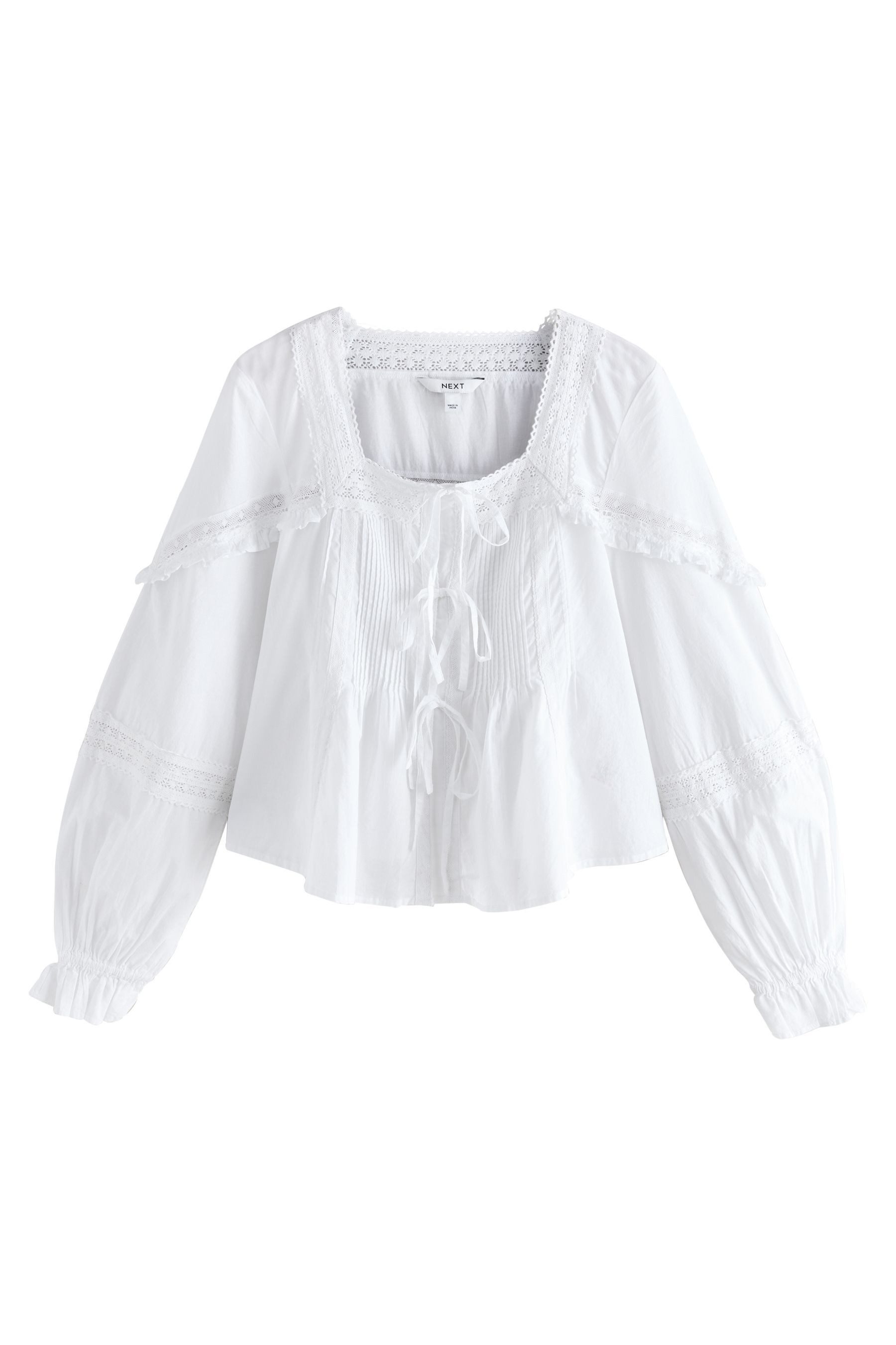 Next Langarmbluse Langärmelige Bluse im Prairie-Stil aus Baumwolle (1-tlg) günstig online kaufen