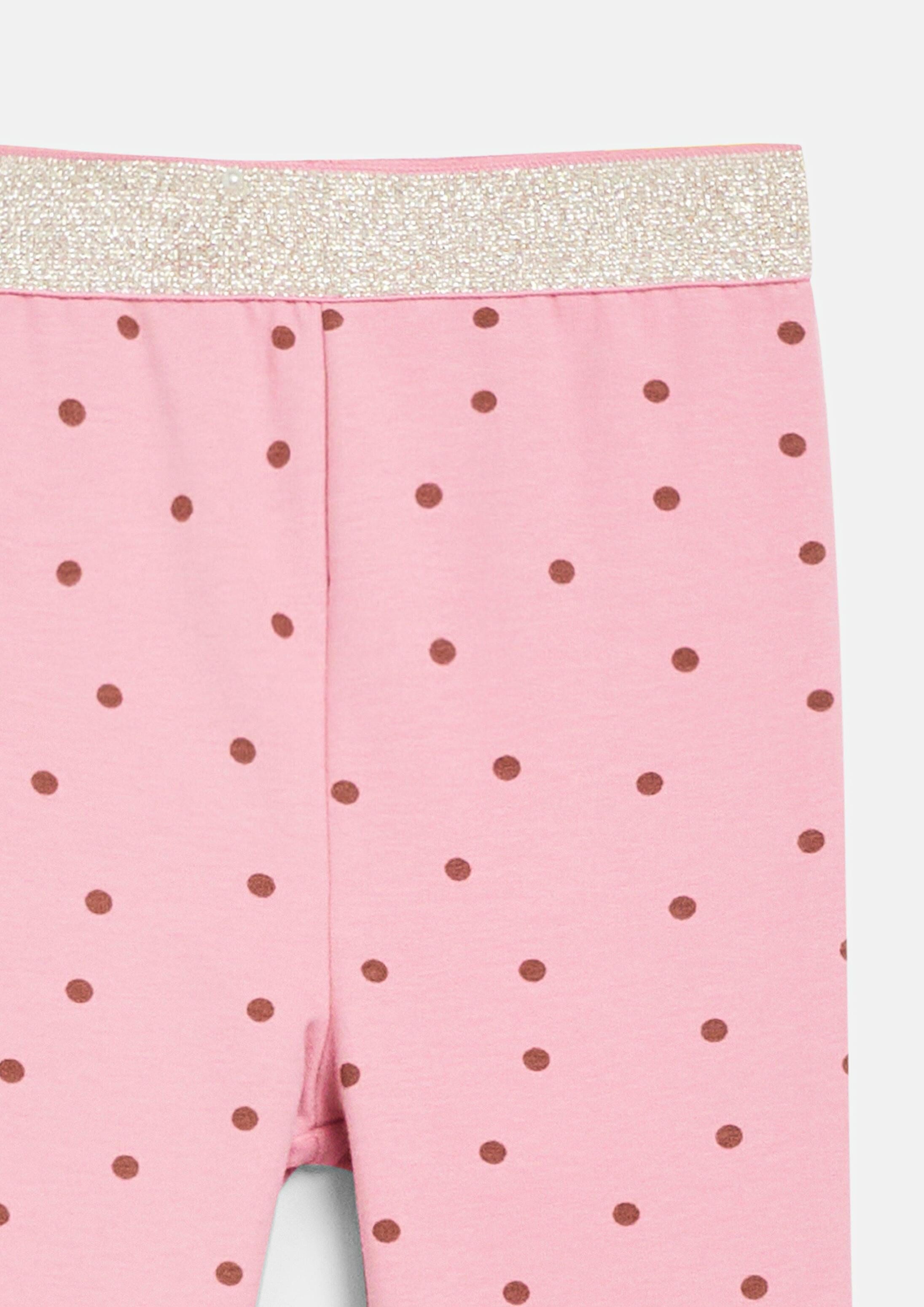 s.Oliver Leggings Leggings Flared-Leg-Leggings mit Glitzerbund und All-over-Print