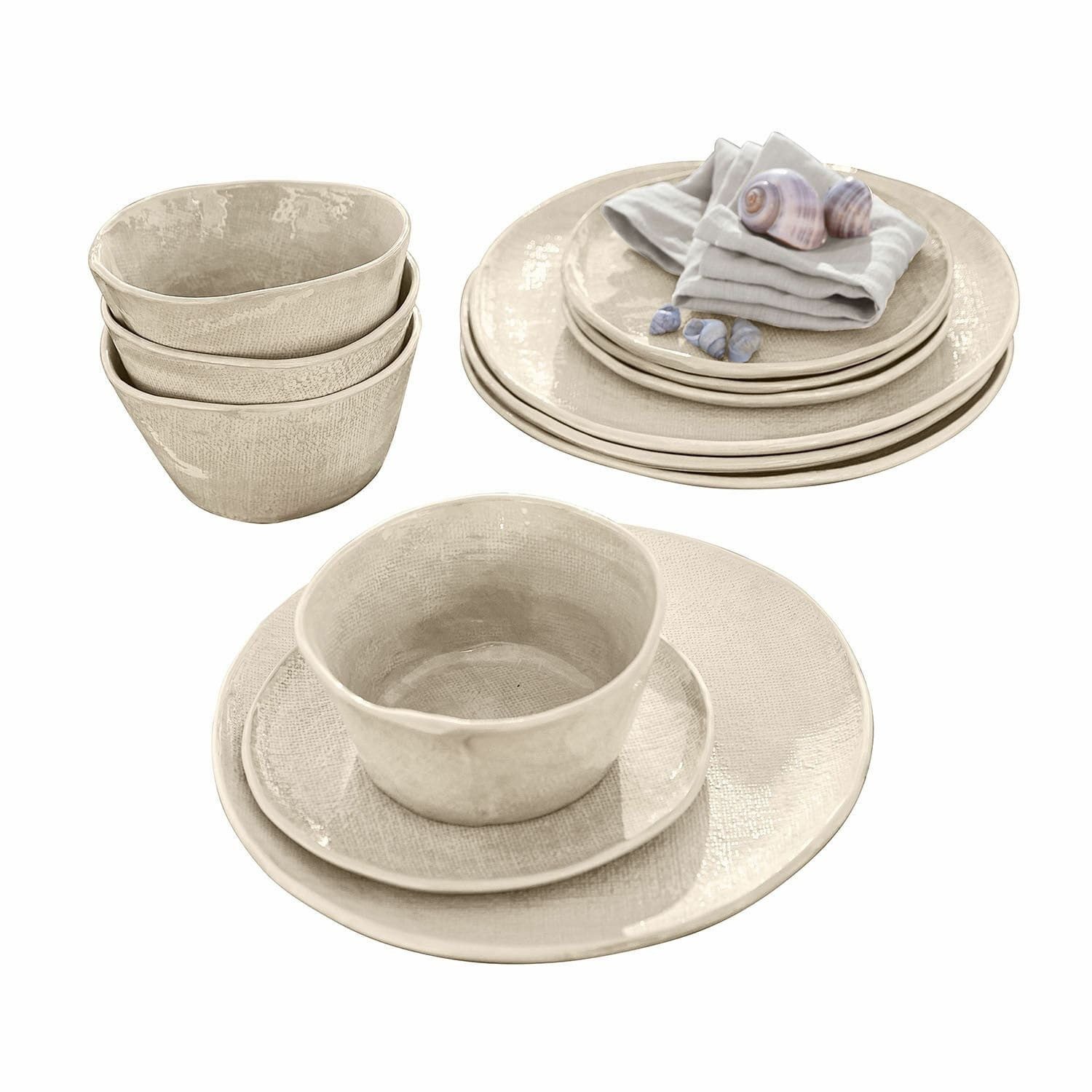 Mirabeau Geschirr-Set Geschirr 12er Set Luganville beige, Steinzeug