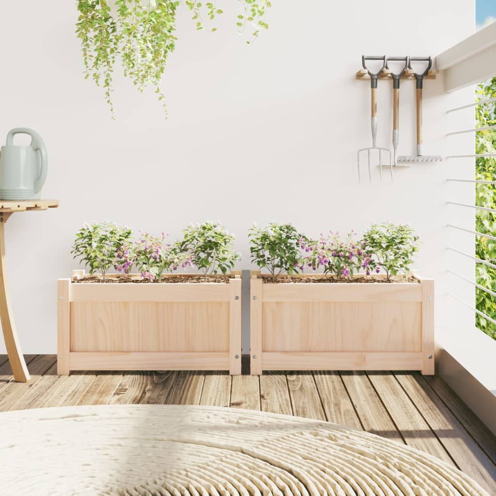 vidaXL Blumentopf Pflanzkübel 2 Stk. Massivholz günstig online kaufen