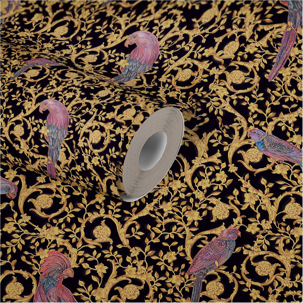 A.S. Création Vinyltapete, Versace Home Vogeltapete Gold 370531 Luxus Vlies Designertapete