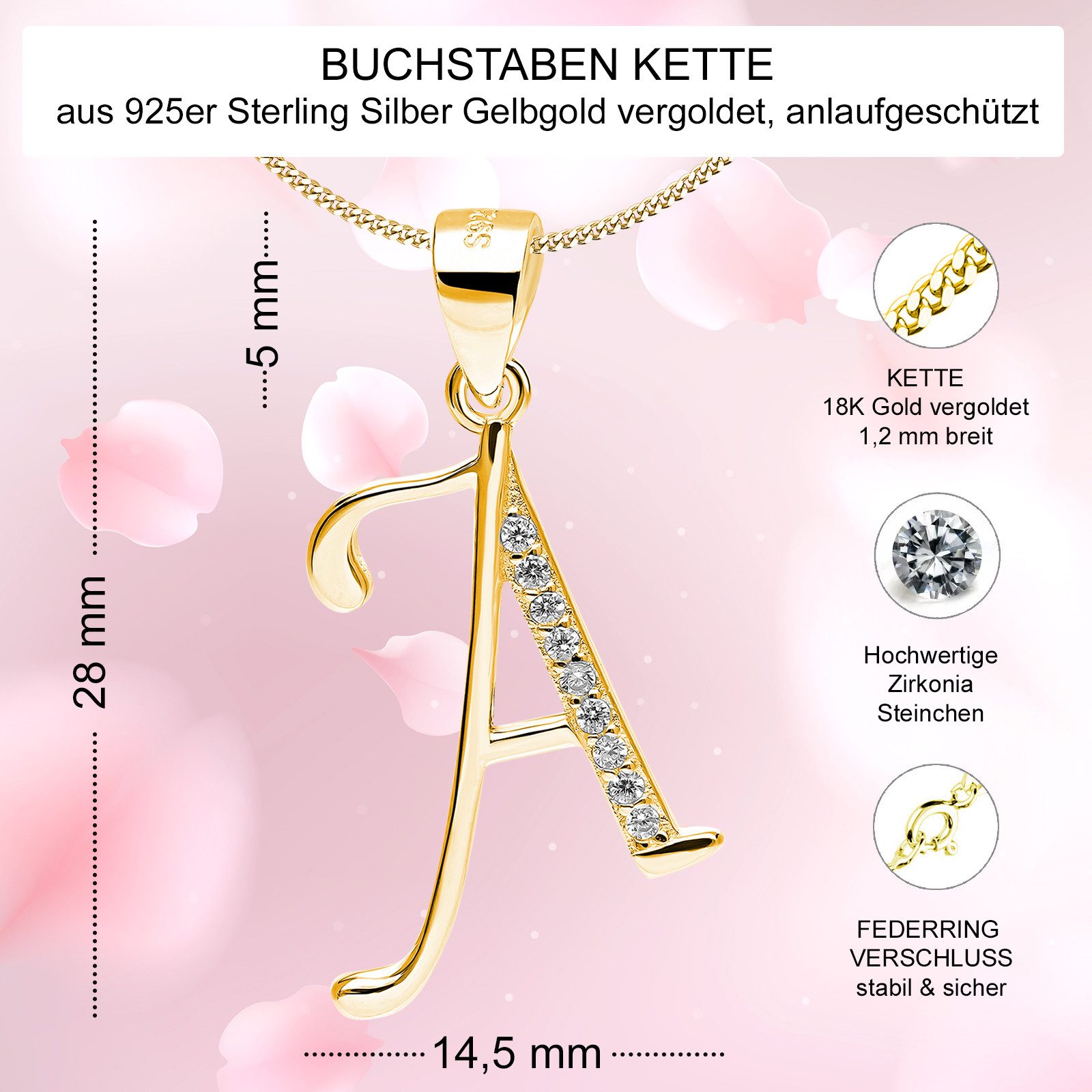 AMERITA Kette mit Anhänger Buchstabe A günstig online kaufen