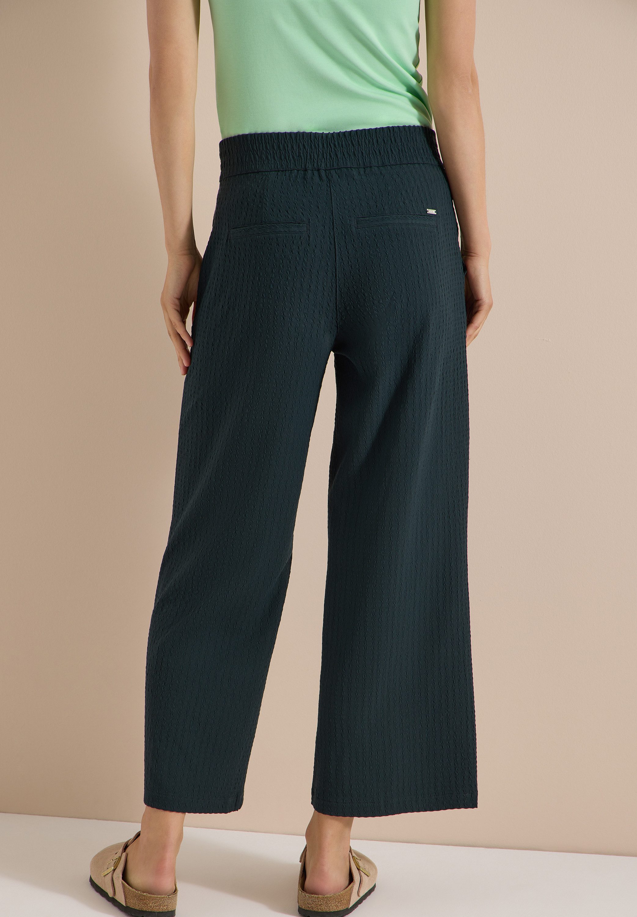 CECIL 7/8-Hose Style Neele Seersucker-Qualität, Elastikbund, weites Bein