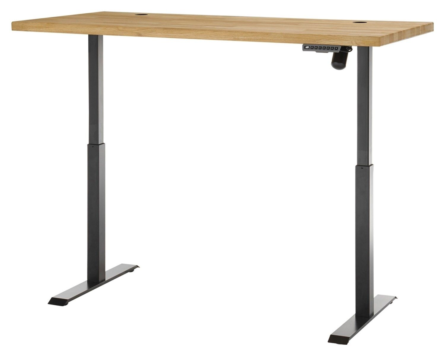Schreibtisch Eichenholz, TOULOUSE, x höhenverstellbar Braun, elektrisch cm H Metallgestell, 72 Schwarz, B 160 cm,