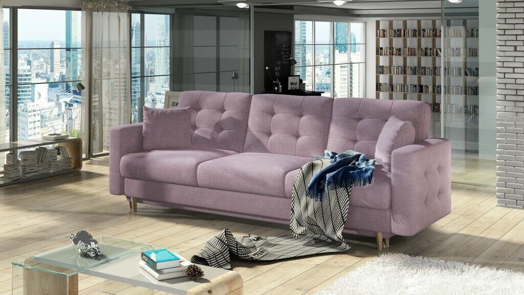JVmoebel Sofa, Sofa 3 Sitzer Sofas Sitz Couch Polster Modern Dreisitzer Textil Rosa