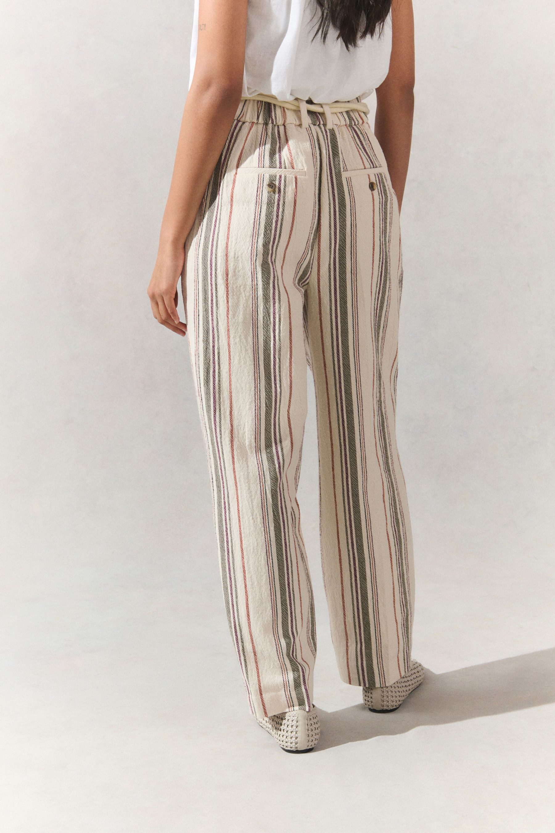 Next Stoffhose Gestreifte Hose mit Barrel-Beinschnitt, Baumwolle (1-tlg) günstig online kaufen
