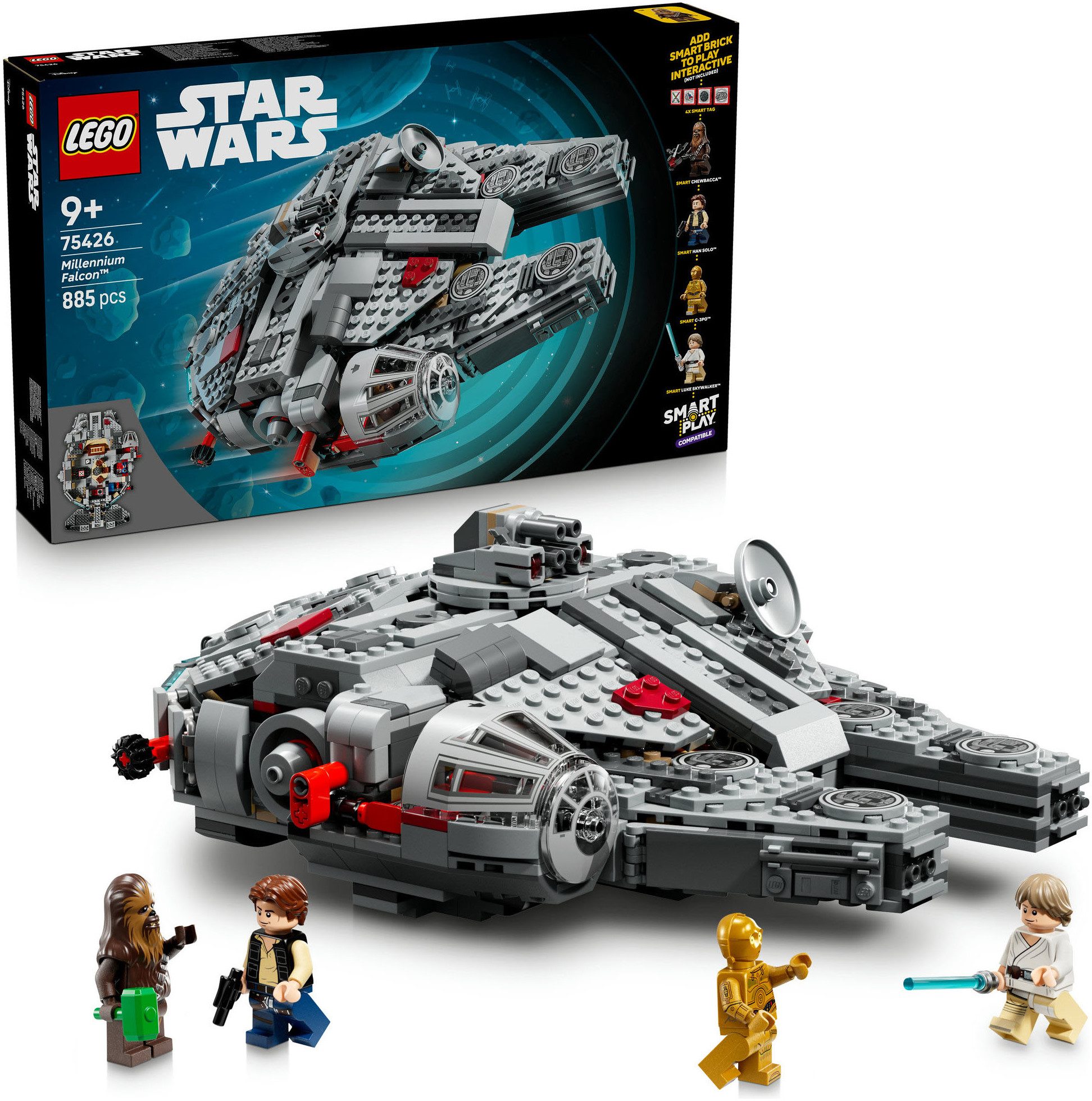 LEGO® SMART Play: Millennium Falke (75426), LEGO Star Wars ™ Konstruktionsspielsteine, (885 St), Mit SMART Brick kombatibel (nicht im Lieferumfang enthalten)