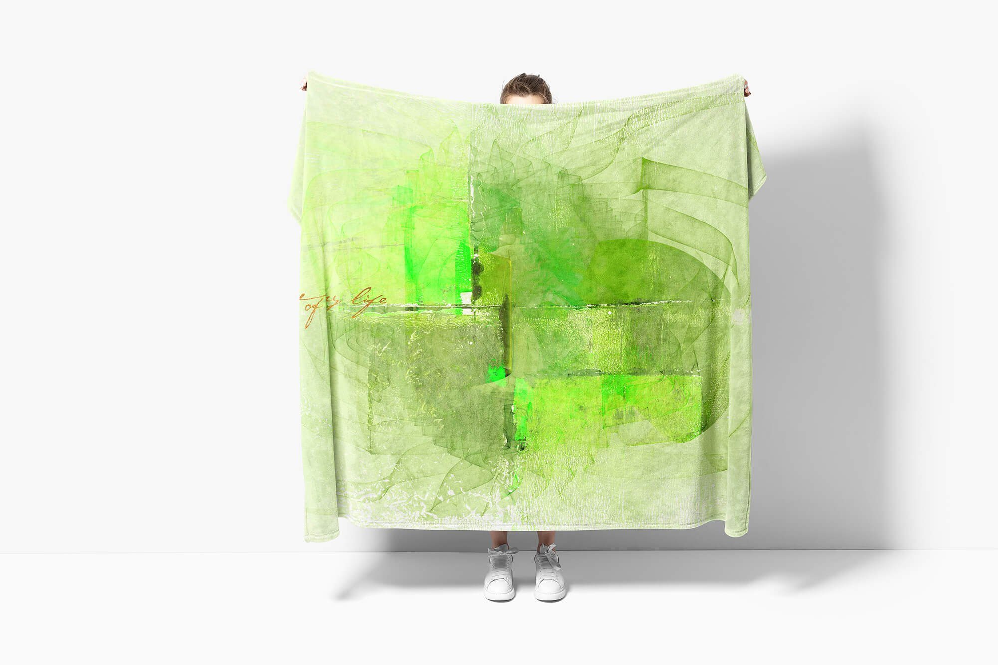 Baumwolle-Polyester-Mix Strandhandtuch Sinus Art Motiv, Handtuch Handtuch Handtücher Enigma Kuscheldecke abstrakten (1-St), Saunatuch mit