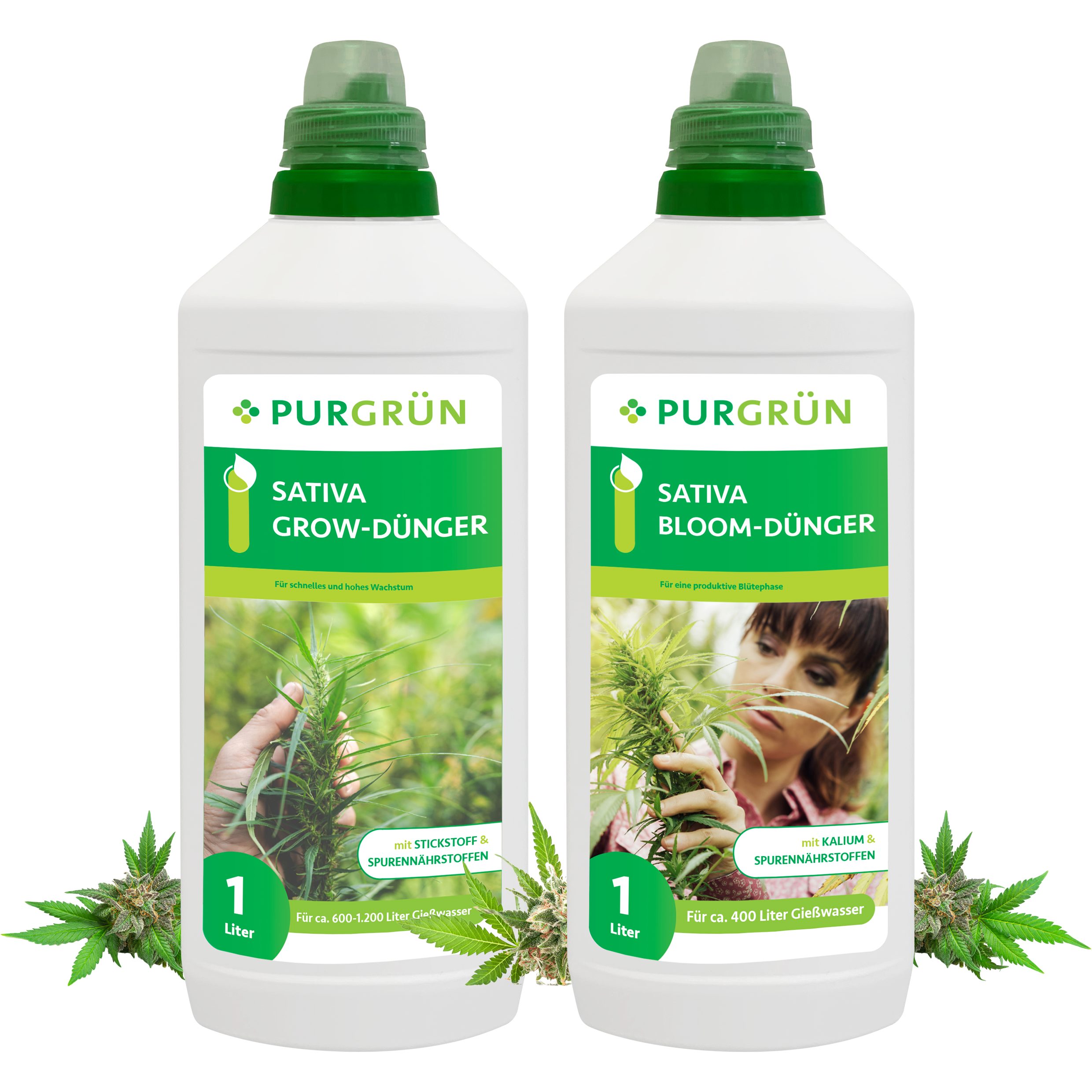 Pflanzendünger Purgrün Sativa Dünger Set, für Wachstum & Blüte, 2 x 1L