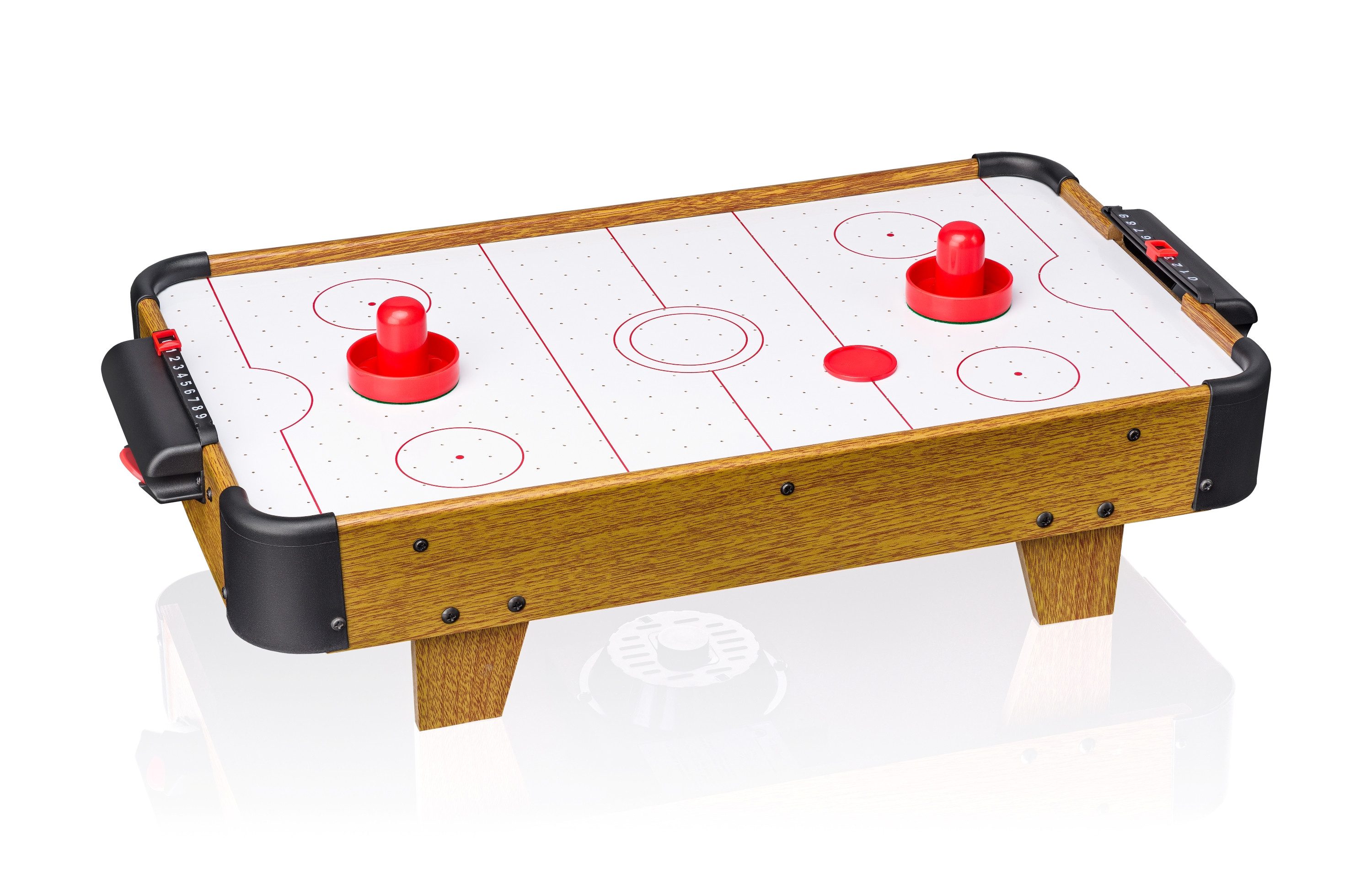 Woodyland Lernspielzeug 92224 Holz - Airhockey. Für 2 Spieler. Tischhockey. 57x30cm, Vom Stromnetz unabhängig spielbar.