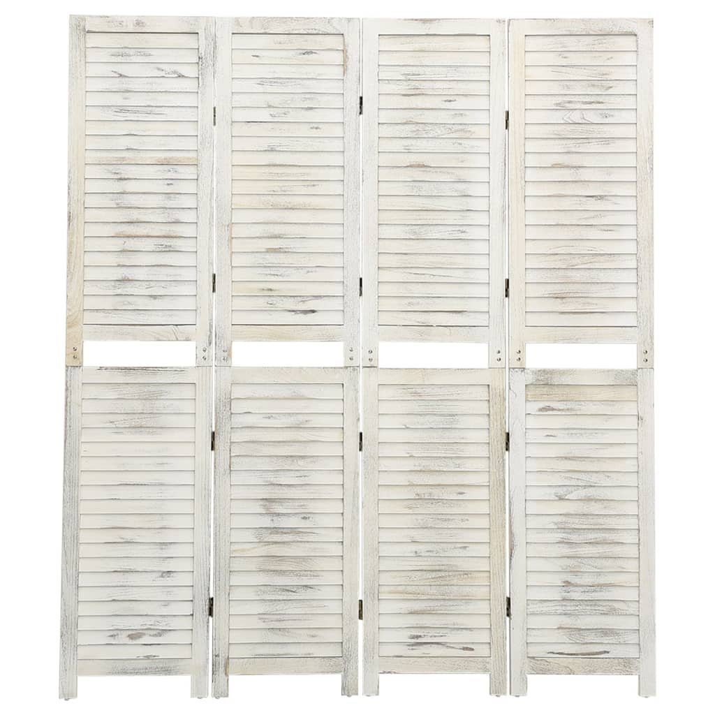furnicato Raumteiler 4-tlg. Antik-Weiß 140x165 cm Holz