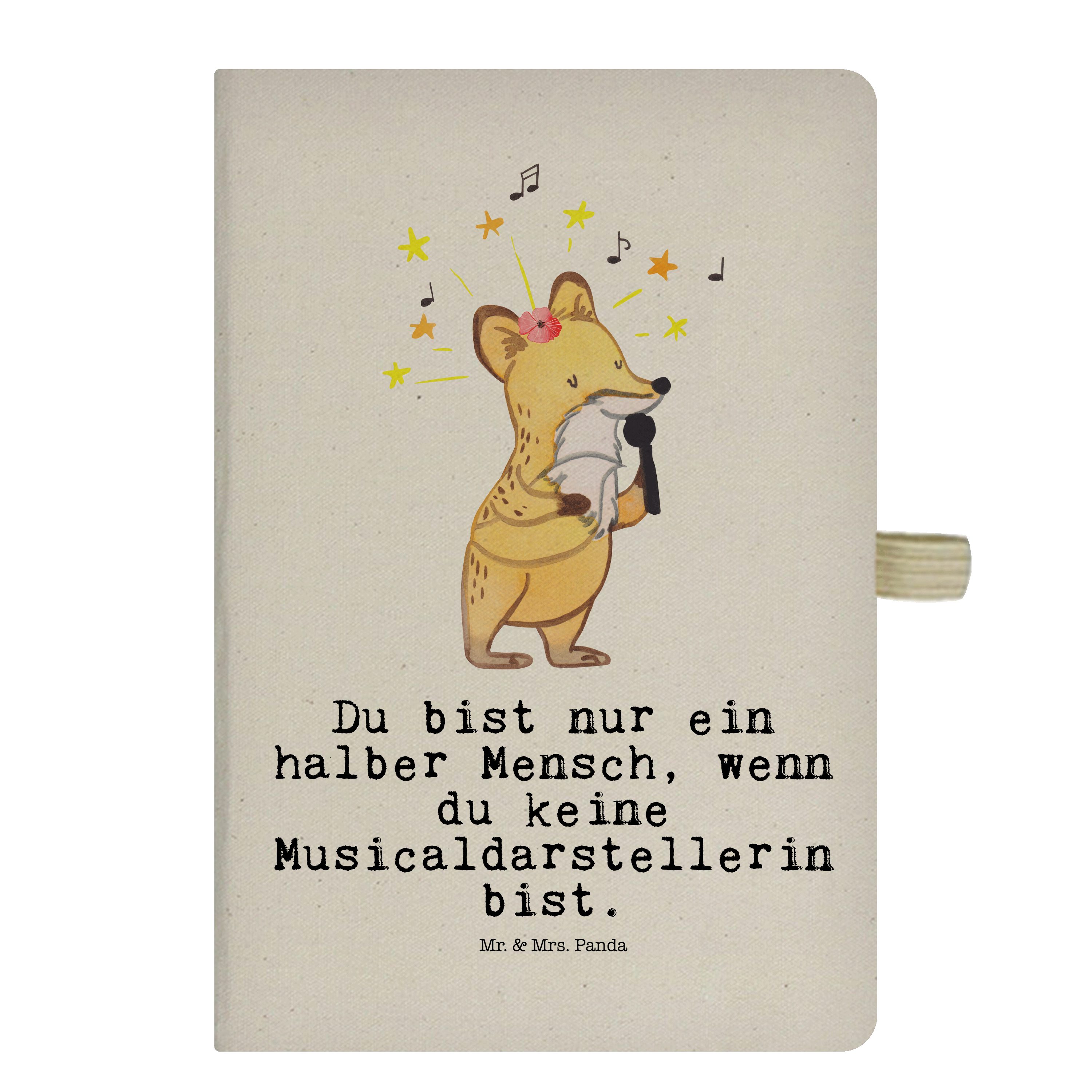 Mr. & Mrs. Panda Notizbuch Musicaldarstellerin mit Herz - Transparent - Geschenk, Schreibbuch, A Mr. & Mrs. Panda