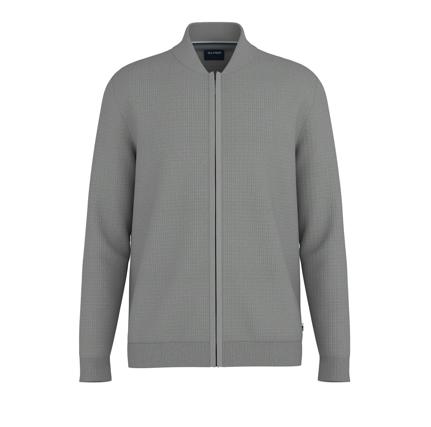 OLYMP Cardigan Casual Baumwollmix, Rippkragen, Regular Fit