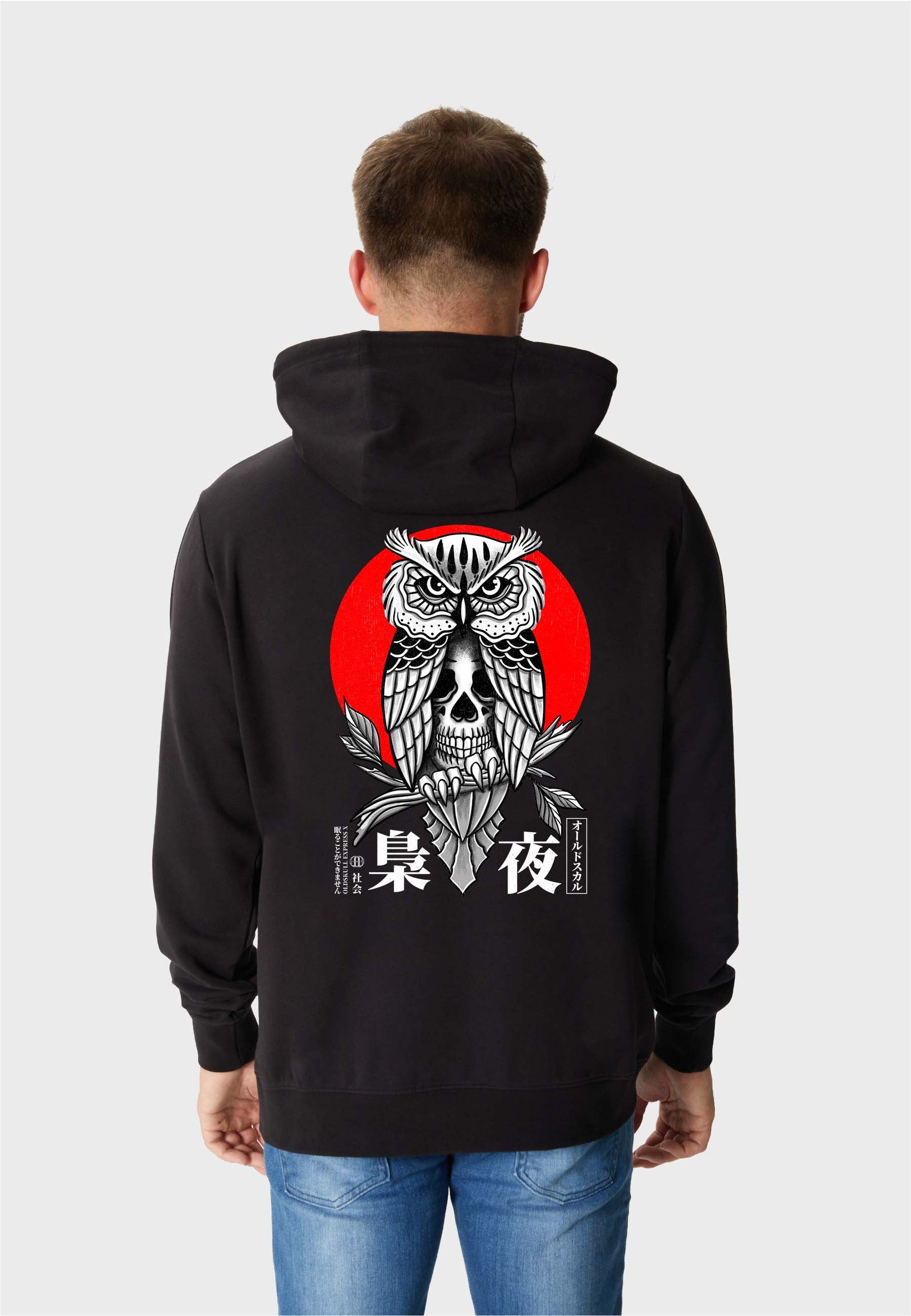 Oldskull Kapuzensweatshirt Asian Secret Owl Skull Graphic Traditionelles fe günstig online kaufen