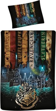Bettwäsche Harry Potter Wende Bettwäsche Hogwarts Kopfkissen Bettdecke 135x200 cm, Harry Potter, Baumwolle, 2 teilig, 100% Baumwolle