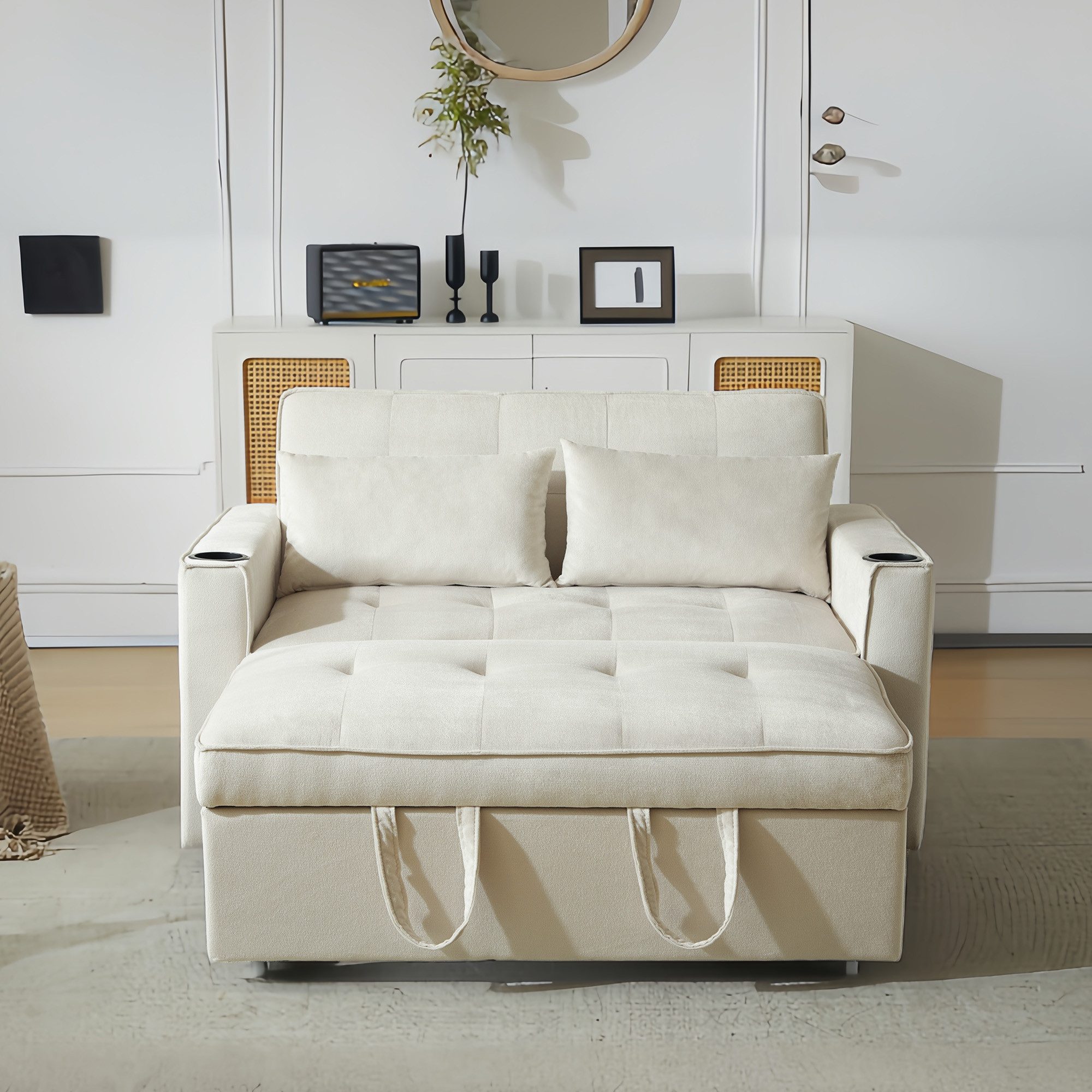 Merax Schlafsofa, mit 3-in-1 Bettfunktion,Loungesessel mit Schlaffunktion,viel Stauraum