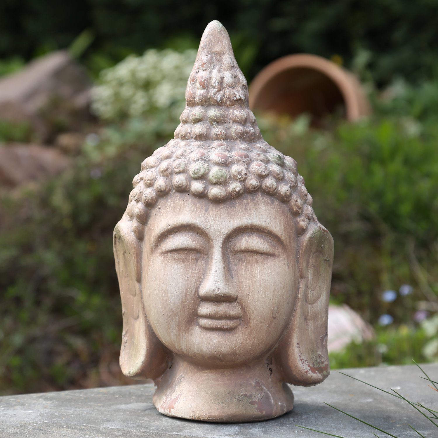 31cm (1 Gartenfigur Außen Shui Frau Buddhakopf MARELIDA Buddha St) Buddhafigur Dekofigur Feng