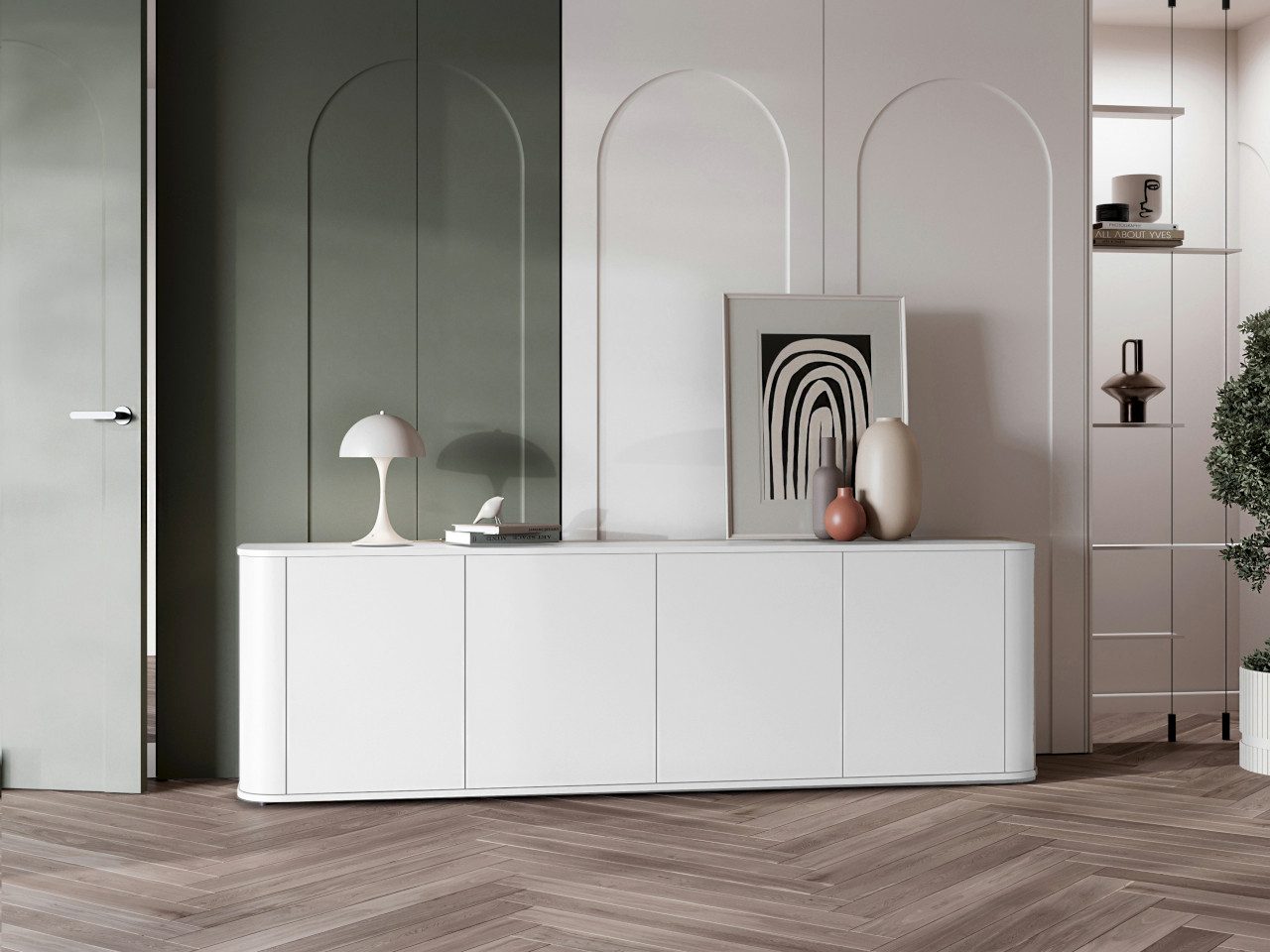 MOEBLINE Kommode Kommode Sideboard Beistellkommode 4D AZILLO weiß