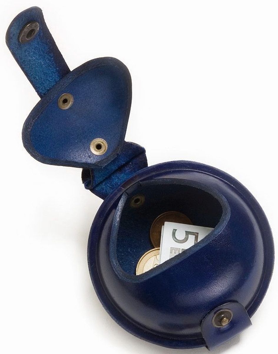 Mika Gürteltasche Schlüsselanhänger / Kleingeldbörse groß Sattelleder 9cm blau