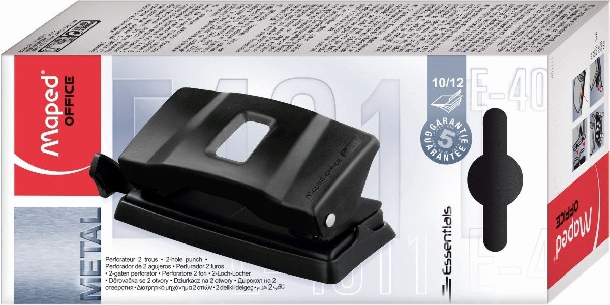 MAPED Locher Locher Essentials Metal Metall 12 Blatt schwarz