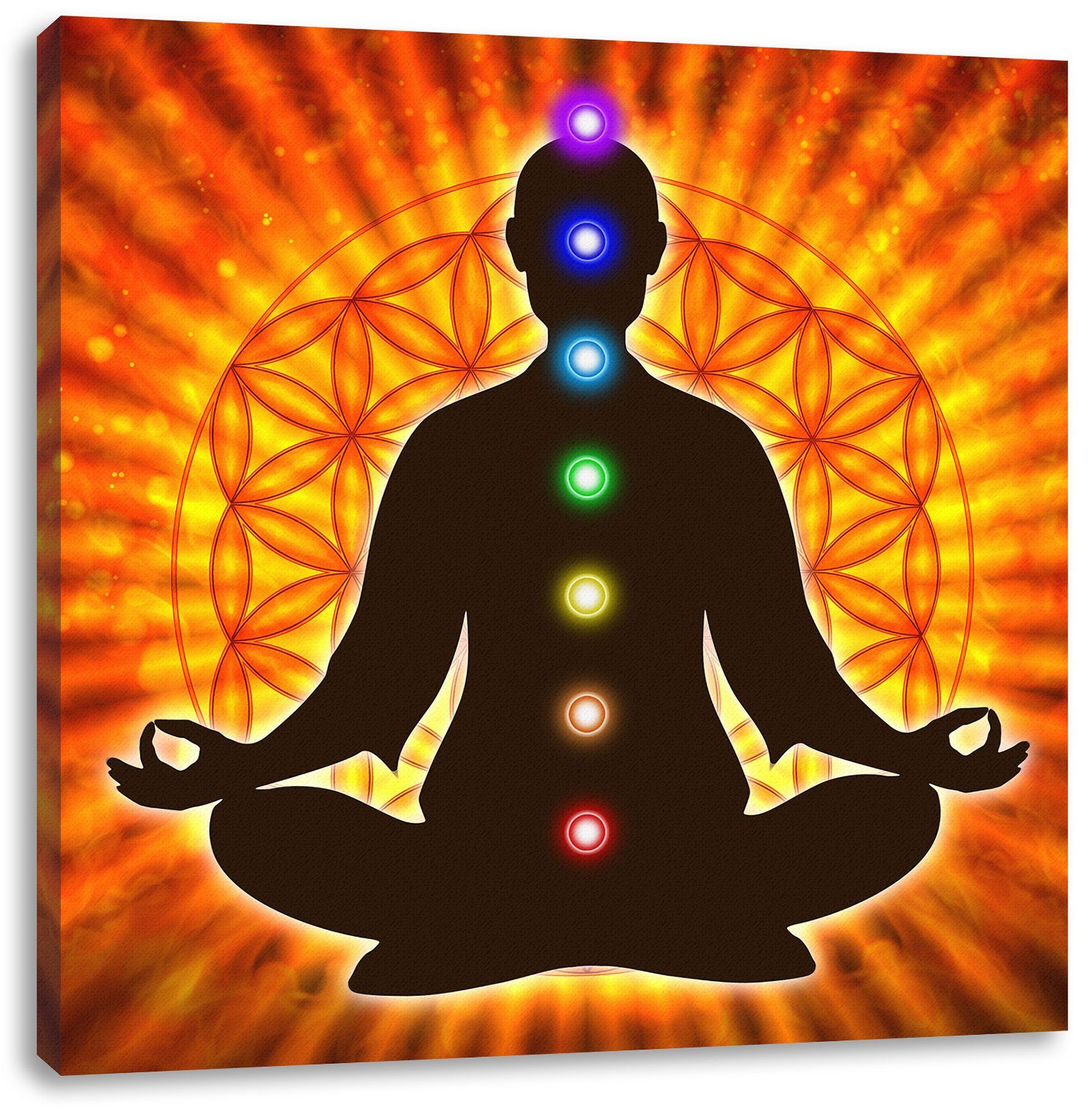 Pixxprint Leinwandbild Meditation mit den 7 günstig online kaufen