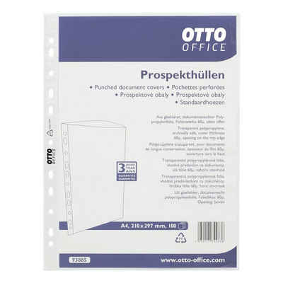 Otto Office Prospekthülle Standard, 100 Stück, glasklar, Format A4, Multilochung, Öffnung oben