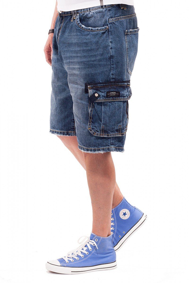 UNCS Jeansshorts mit Zollstocktasche, Werkzeugschlaufe und Cargotasche