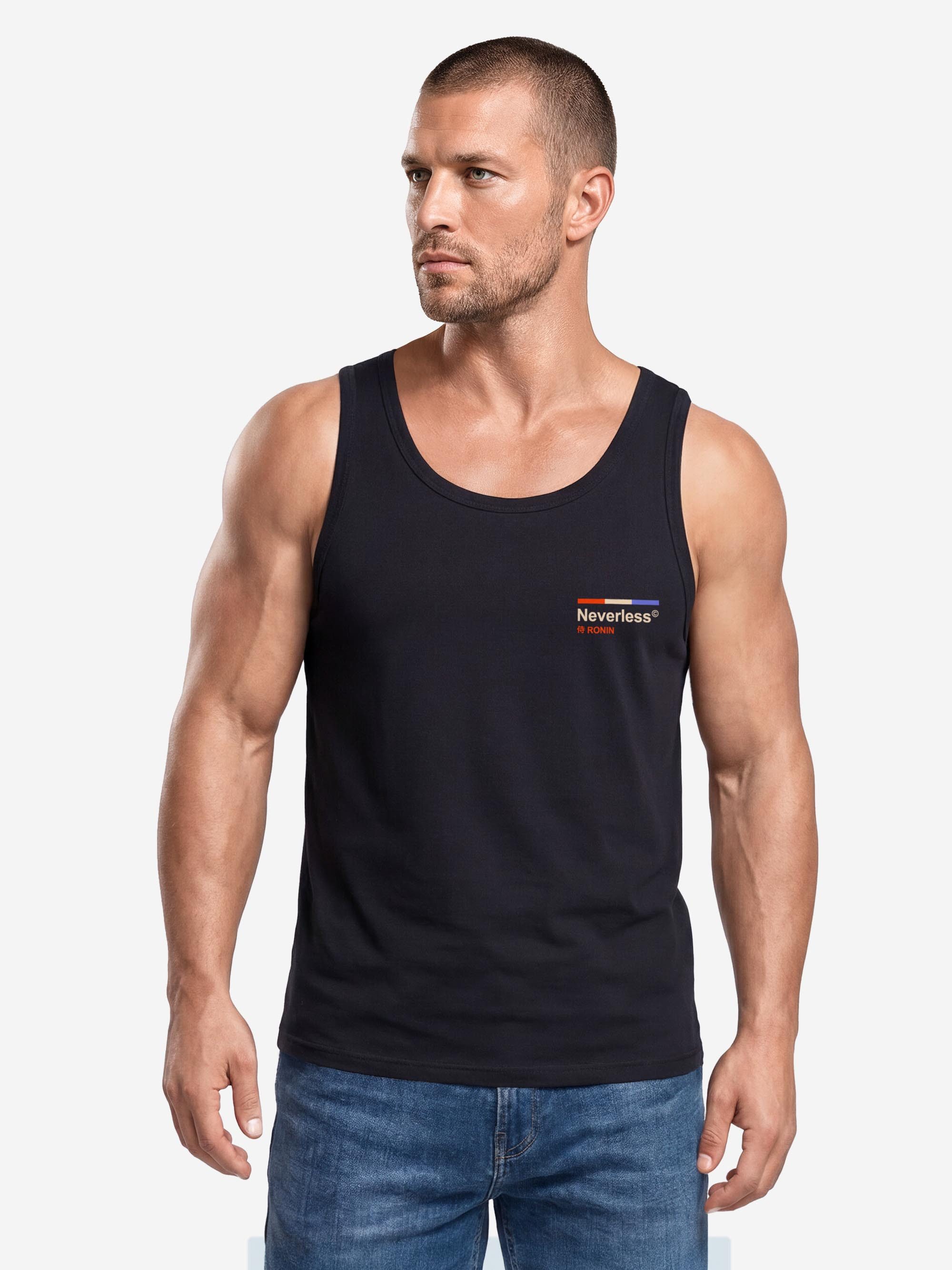 Neverless Tanktop Tanktop Herren mit Grafik-Print - Design Neon Ronin - Trägershirt mit Print