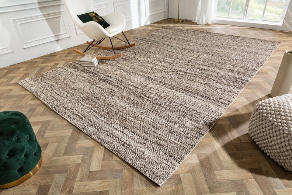 Teppich WOOL XXL 350x240cm beige / braun, riess-ambiente, rechteckig, Höhe:  10 mm, Wohnzimmer · Wolle · Mischgewebe · XXL · Landhausstil