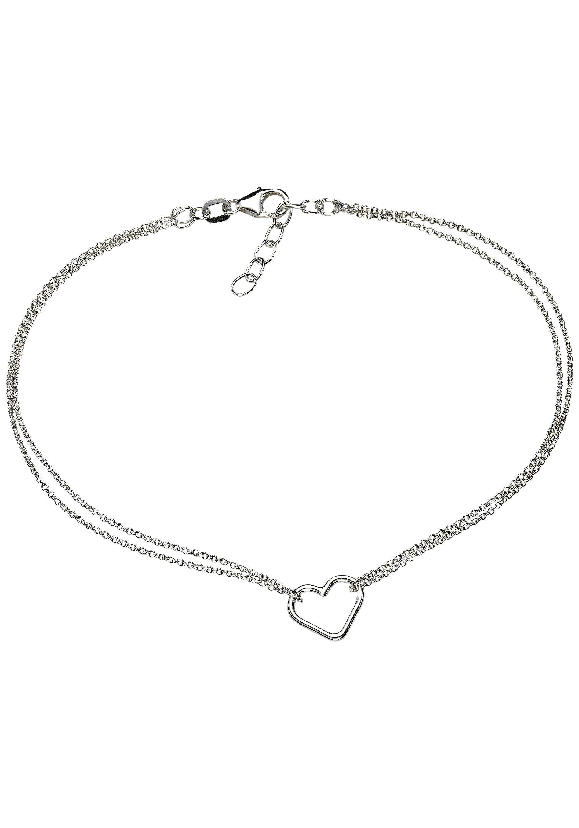 Firetti Fußkette Schmuck Geschenk Silber 925 Körperschmuck Herz+LIEBE Ankerkette
