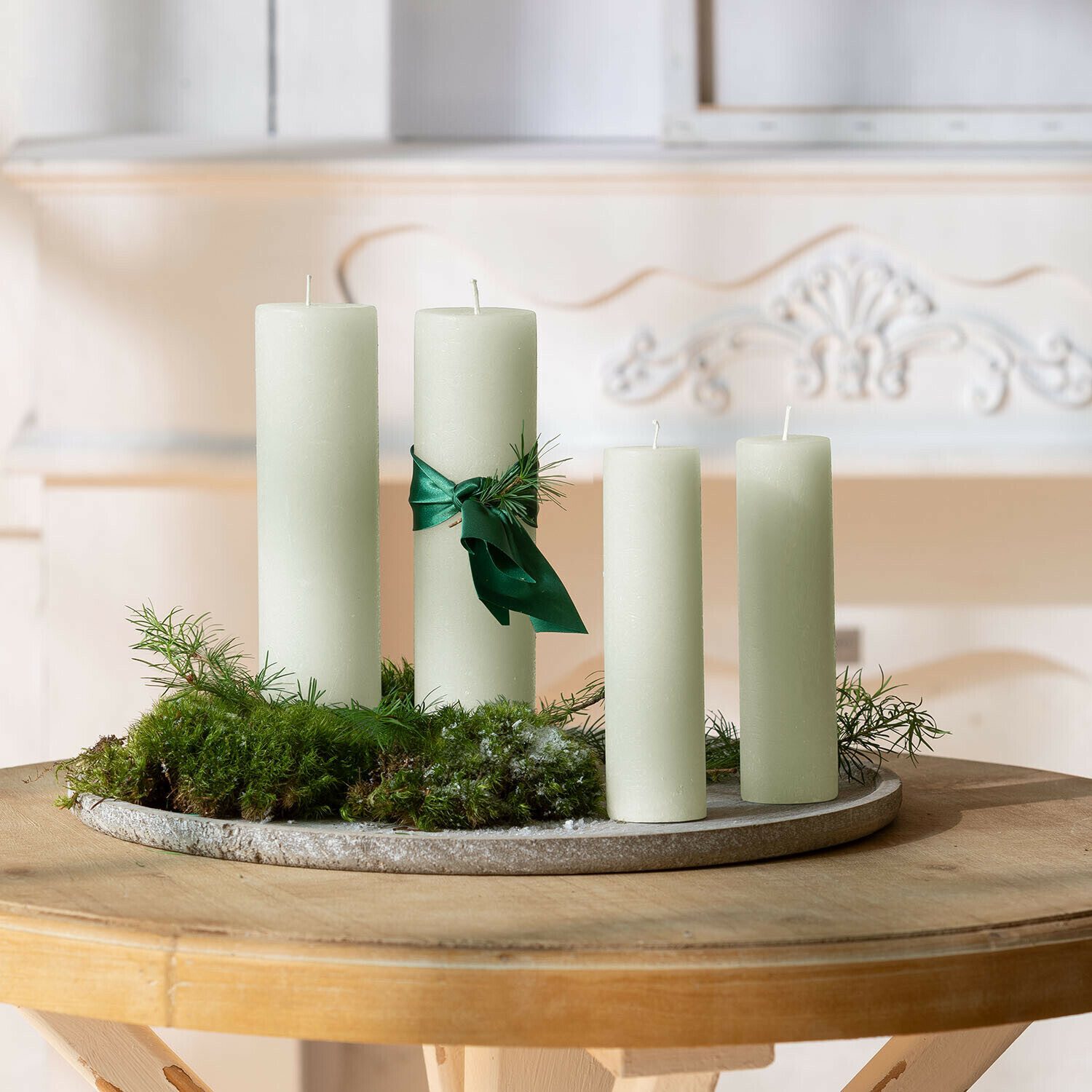 Mirabeau Stumpenkerze Kerze 4er Set Avinal salbei (4er Set, 4er Set)