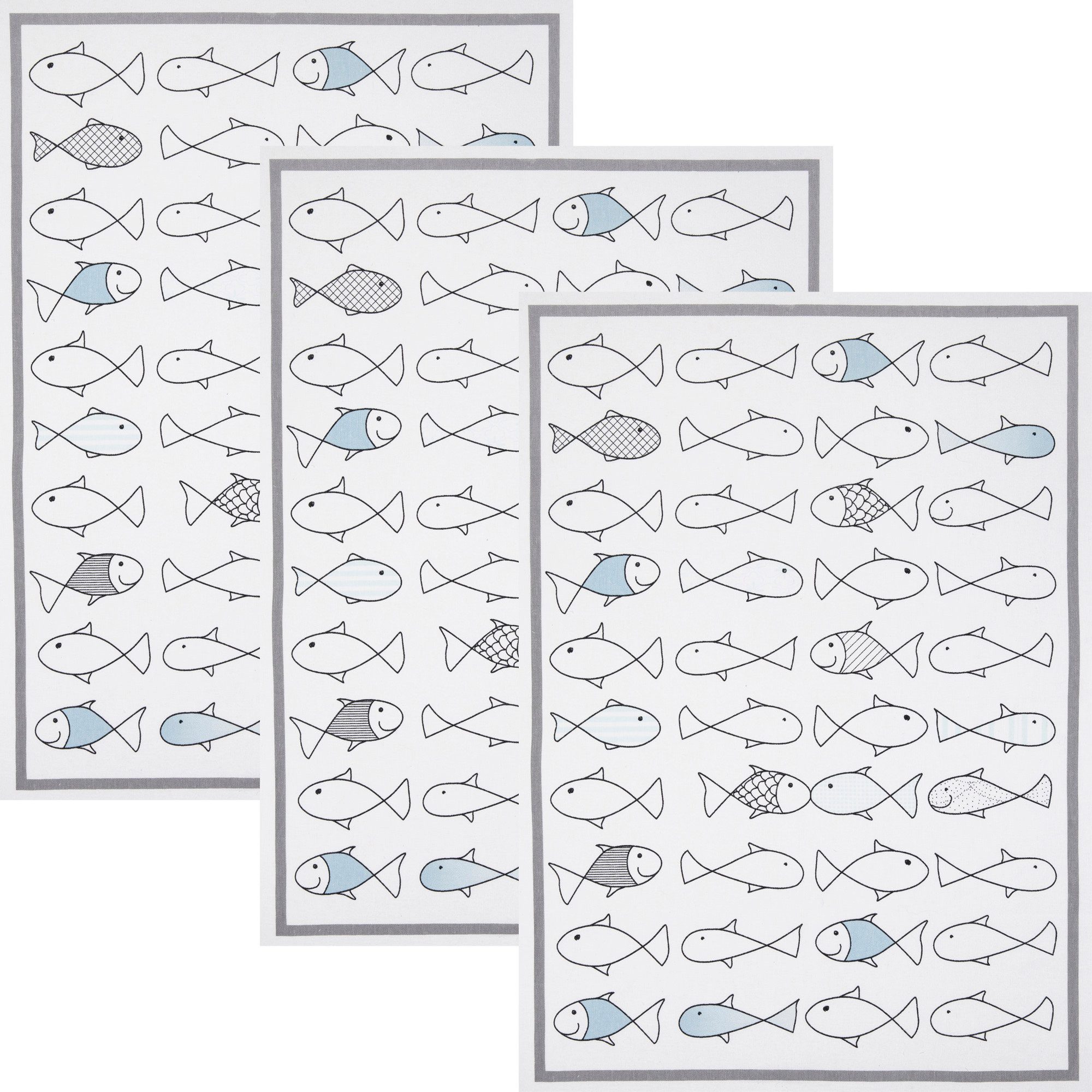 Kracht Geschirrtuch Geschirrtuch "Kiss Fish" 3er-Pack, Halbleinen Motiv günstig online kaufen