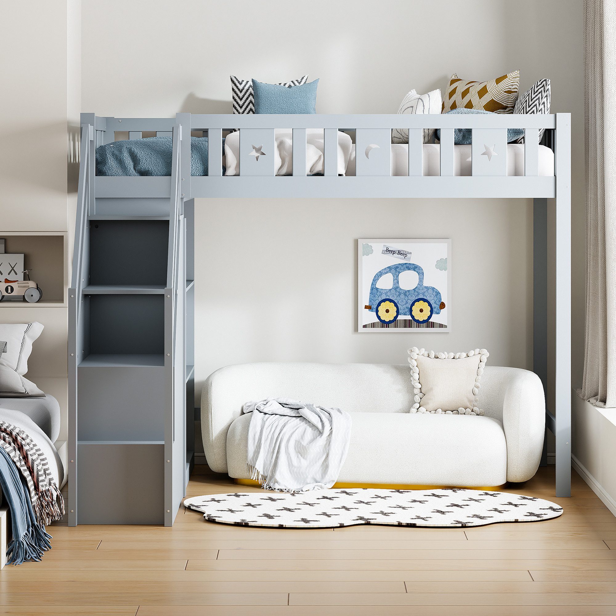 Flieks Hochbett Hochbett Kinderbett Einzelbett 90x200cm günstig online kaufen