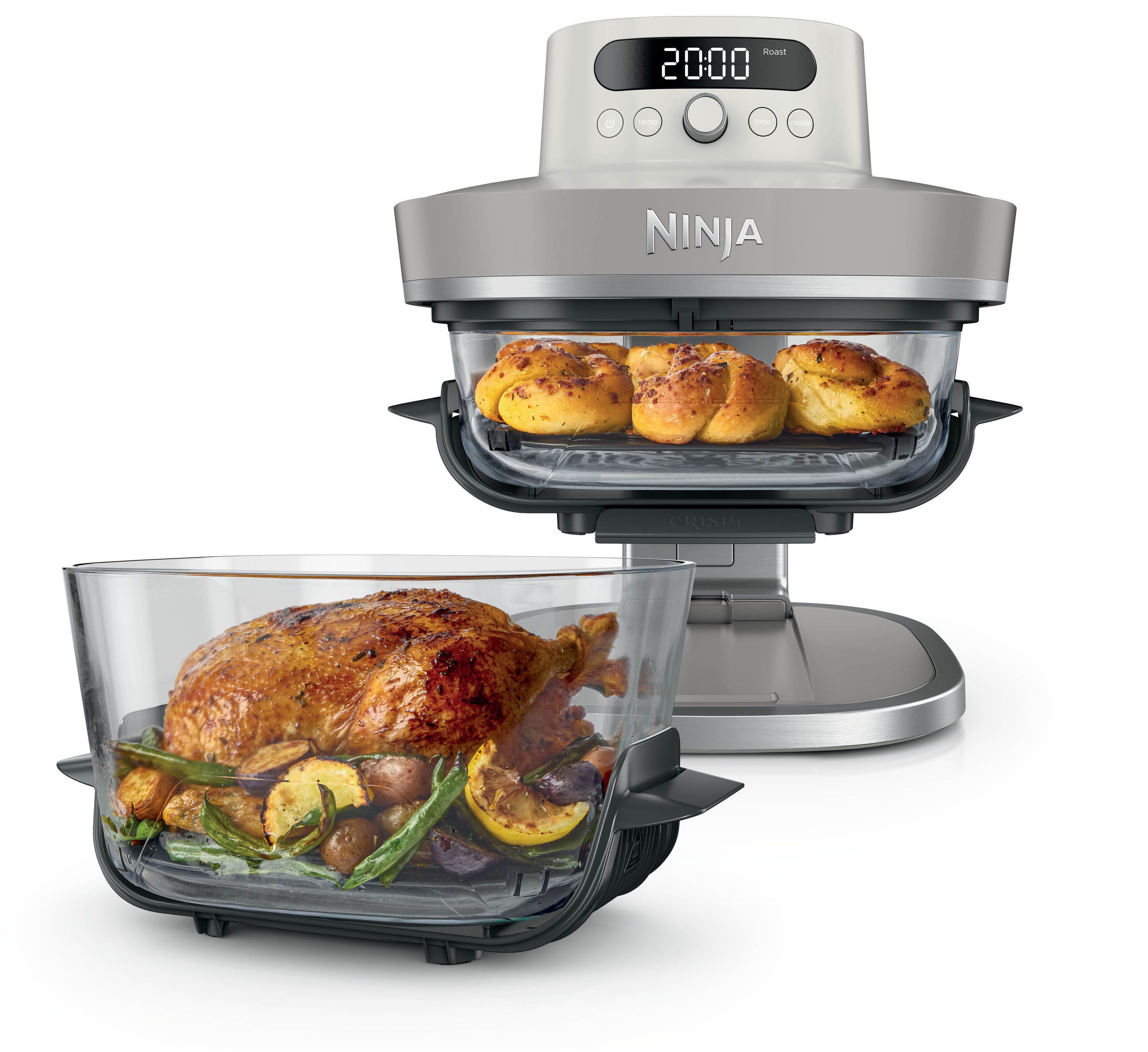 NINJA Heißluftfritteuse CRISPi PRO 7-in-1 Glas-Air-Fryer - Beige AS101EULG, 2050 W, 7 Kochfunktionen, Vorbereitung, Zubereitung + Aufbewahrung von Speisen