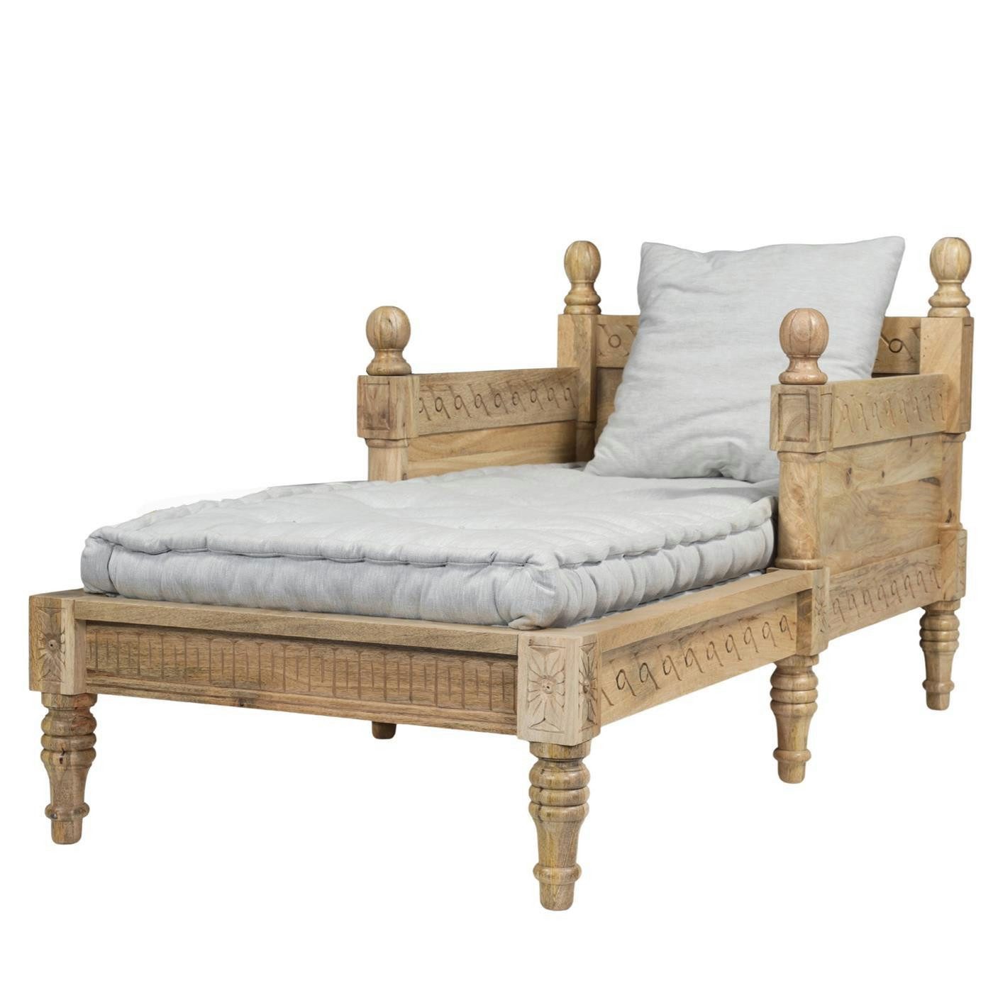 baario Recamiere Recamiere POBRI Sessel, Antik Barock Design Holz & Leinen Chaiselongue
