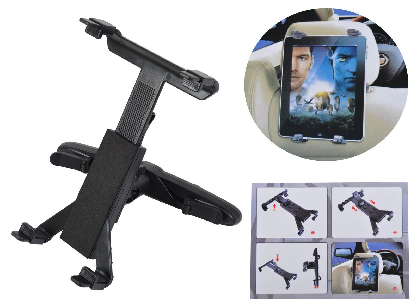 BURI Tablet-Halterung Universal Tablet Halterung Kopfstützenhalter verstellbar 360º Halter