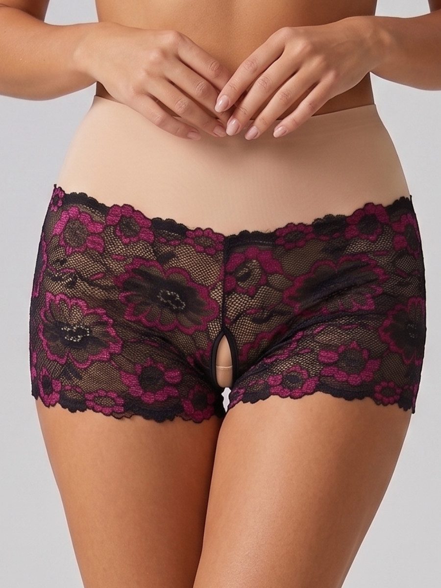 Elegant Love High-Waist-Slip-Ouvert Unterwäsche aus Spitze, Dessous Höschen Sexy Damenunterhosen, Reizwäsche, am Schritt offen